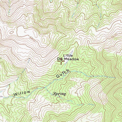 Topographic Map of Little Dry Meadow, CA
