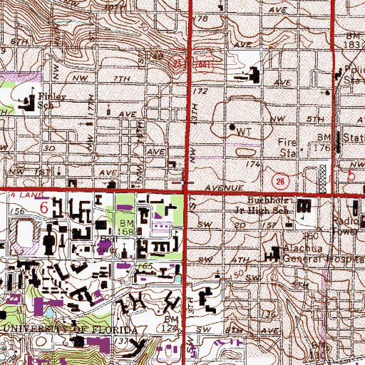 Topographic Map of University United Methodist Church, FL