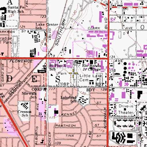 Topographic Map of Little Lake Cemetery, CA