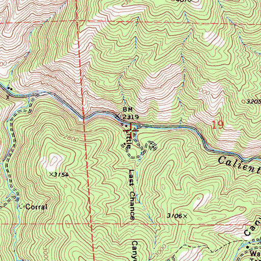 Topographic Map of Little Last Chance Canyon, CA