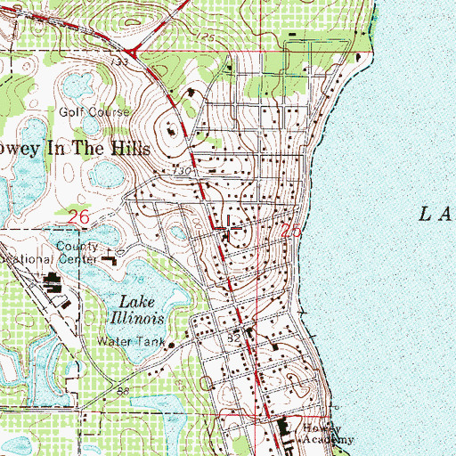 Topographic Map of Community Church of Howey in the Hills, FL