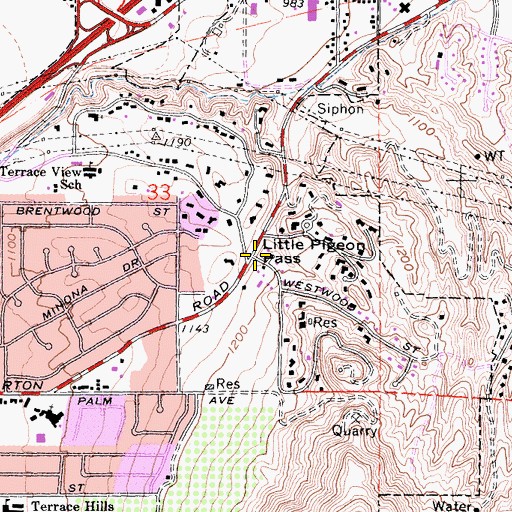 Topographic Map of Little Pigeon Pass, CA