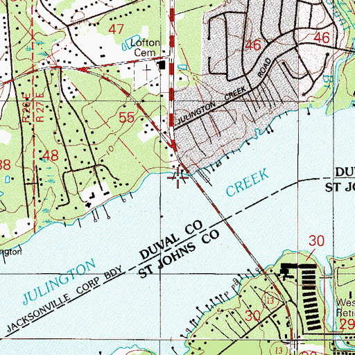 Topographic Map of Julington Creek Pier 3, FL