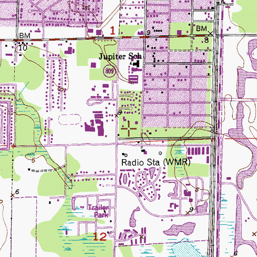 Topographic Map of Palm Beach County Library System Jupiter Branch, FL