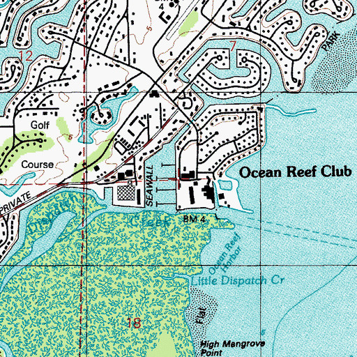 Topographic Map of Ocean Reef Club Marina, FL