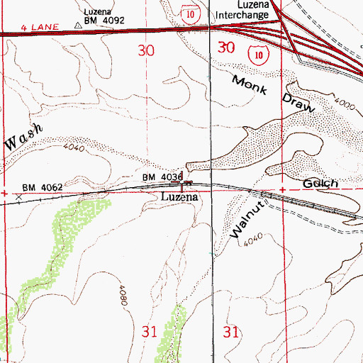 Topographic Map of Luzena, AZ