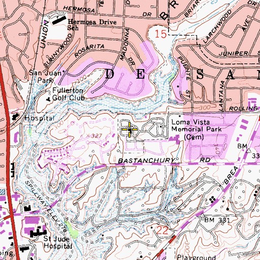 Topographic Map of Loma Vista Memorial Park and Mortuary, CA