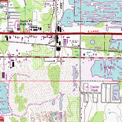 Topographic Map of Lone Pine Mobile Home Park, FL
