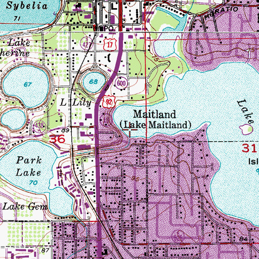 Topographic Map of Lake Maitland Terrace Marina, FL