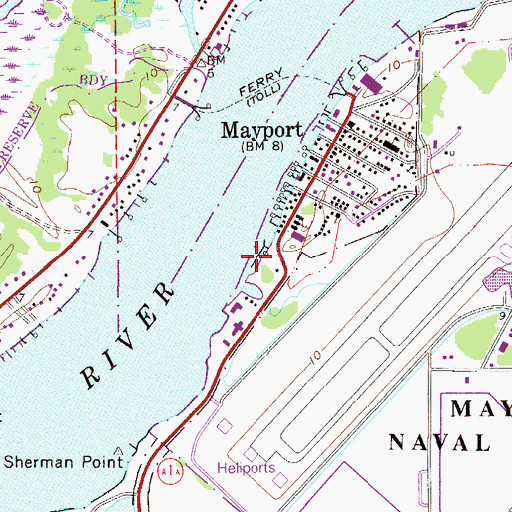 Topographic Map of Montys Marina Wharf, FL