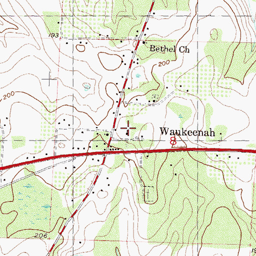 Topographic Map of Waukeenah United Methodist Church, FL