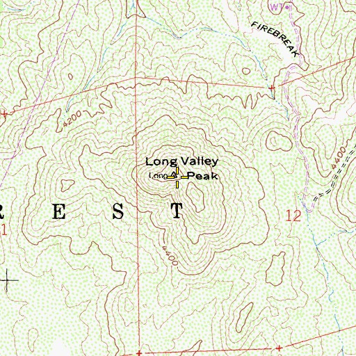 Topographic Map of Long Valley Peak, CA