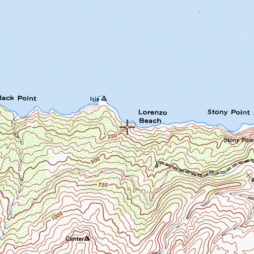 Topographic Map of Lorenzo Beach, CA