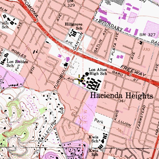 Topographic Map of Los Altos High School, CA