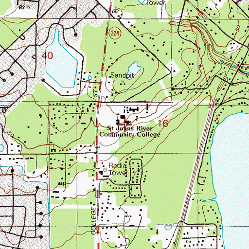 Topographic Map of Saint Johns River Community College Orange Park Campus Classroom Building, FL