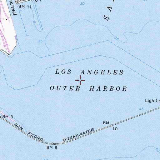 Topographic Map of Los Angeles Outer Harbor, CA