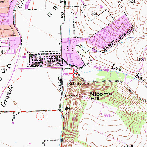 Topographic Map of Los Berros Canyon, CA