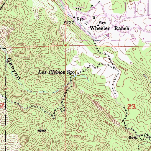 Topographic Map of Los Chinos Spring, CA