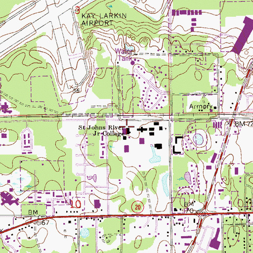 Topographic Map of Saint Johns River Community College Palatka Campus Technical Building, FL