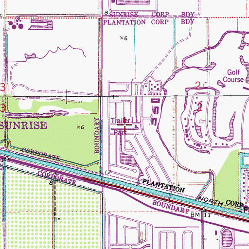 Topographic Map of Sunshine City Mobile Home Park, FL