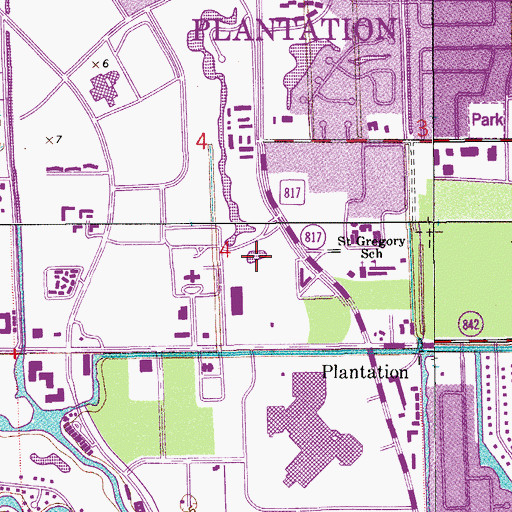 Topographic Map of Fashion Mall at Plantation, FL
