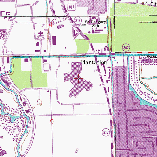 Topographic Map of Plantation Community Plaza, FL