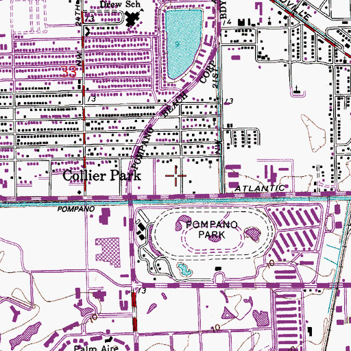 Topographic Map of Pompano Beach Post Office, FL