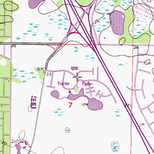 Topographic Map of Port Charlotte Village Mobile Home Park, FL