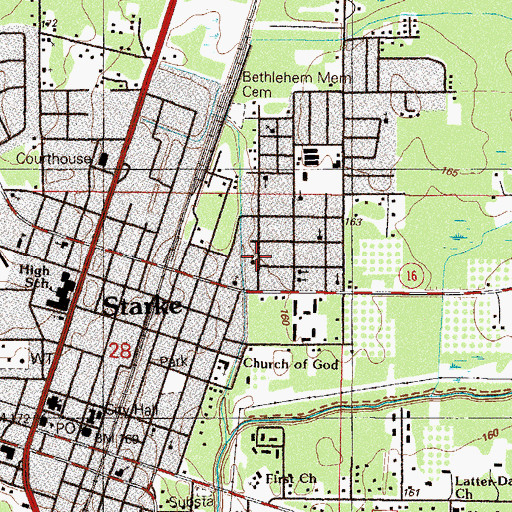 Topographic Map of Mount Moriah United Methodist Church, FL