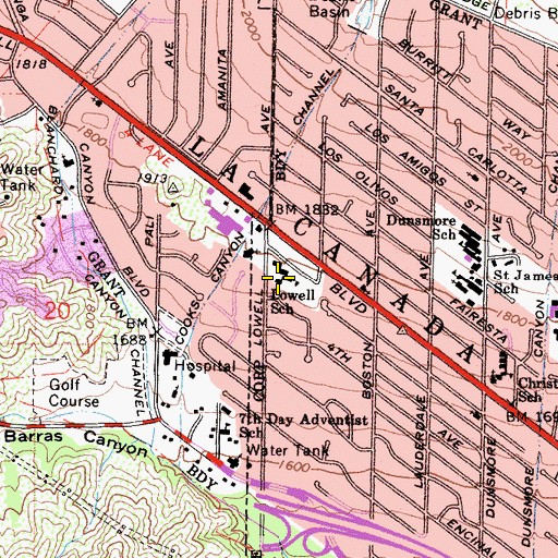 Topographic Map of Chamlian Armenian School, CA