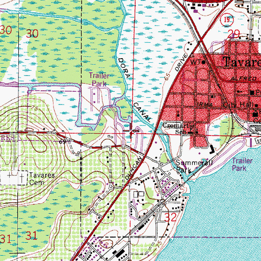 Topographic Map of Tiki Village Mobile Home Park, FL