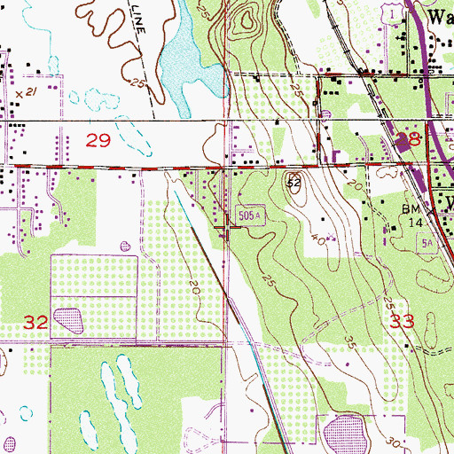 Topographic Map of Church of God and Christ of Wabasso, FL