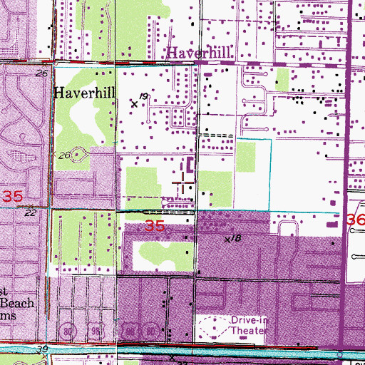 Topographic Map of Haverhill Mobile Home Park, FL