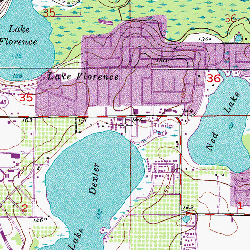 Topographic Map of Dexter Shores Mobile Park, FL