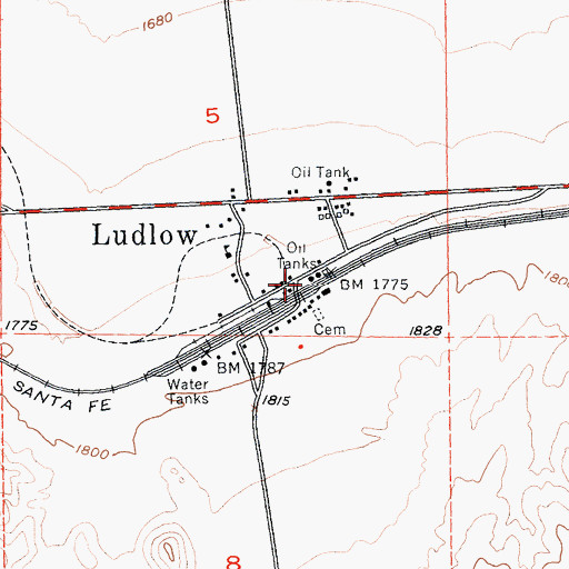 Topographic Map of Ludlow, CA