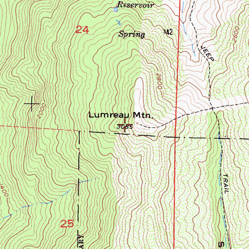 Topographic Map of Lumreau Mountain, CA