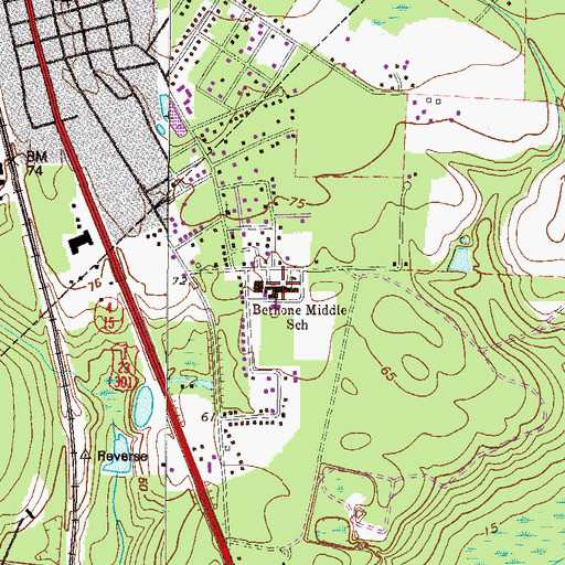 Topographic Map of Bethune Elementary School, GA