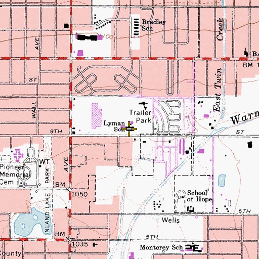 Topographic Map of Sierra High School, CA