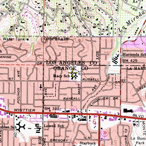 Topographic Map of Macy School, CA