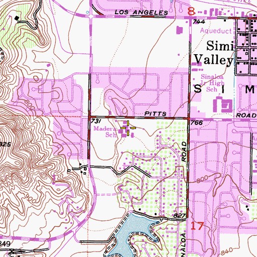 Topographic Map of Madera Elementary School, CA