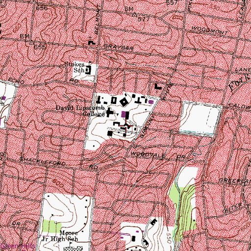 Topographic Map of Sewell Hall, TN