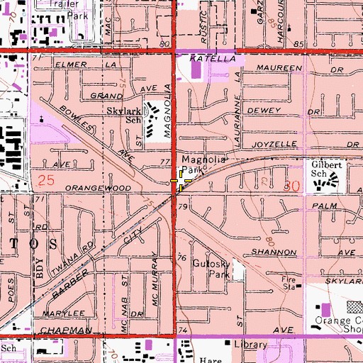 Topographic Map of Magnolia Park, CA