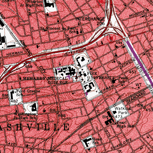 Topographic Map of Hulda Lyttle Hall, TN