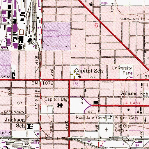 Topographic Map of Capitol Elementary School, AZ