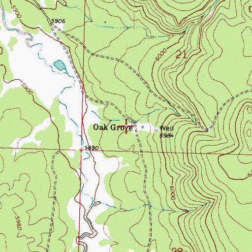 Topographic Map of Oak Grove, AZ