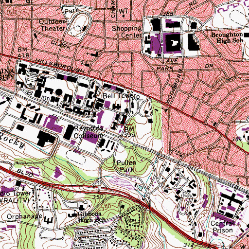 Topographic Map of Gold Residence Hall, NC