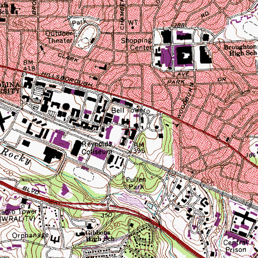 Topographic Map of Kamphoefner Hall, NC