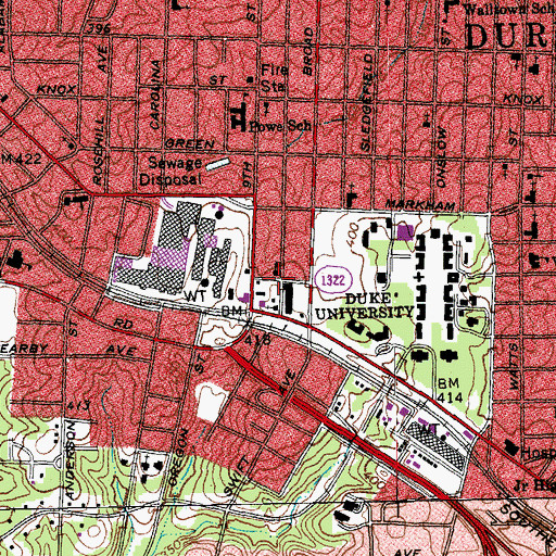 Topographic Map of Blacknall Memorial Presbyterian Church, NC