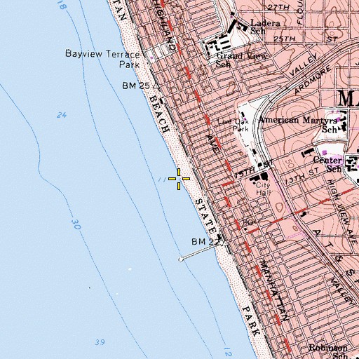 Topographic Map of Manhattan Beach, CA