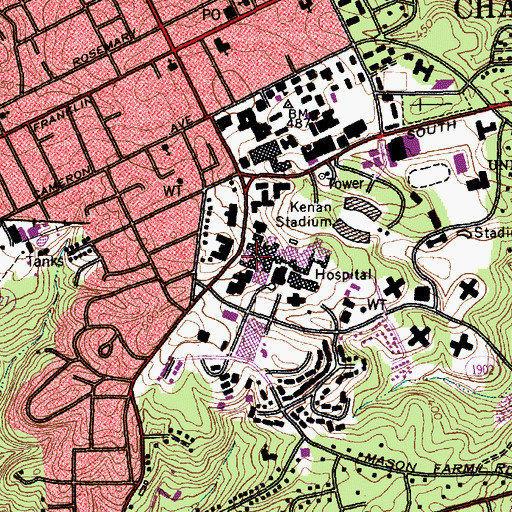 Topographic Map of MacNider Hall, NC